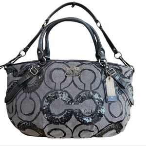 Coach Madison Op Art Sophia Sequin Metallic Satchel Shoulder Bag 15940